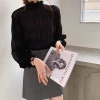 Spring new lace base layer for women's wear, stylish for spring and winter, semi-high neck, versatile, white warm, fleece and thickened inner layer details Picture